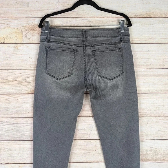 Kancan Women’s Size 29 Slim Ankle Zip Skinny Jeans Gray Stretchy Raw Edge Hem - Picture 9 of 11